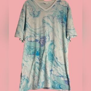 3 For $12 LuLaRoe Blue and White Short Sleeve Dress with Marbled Pattern